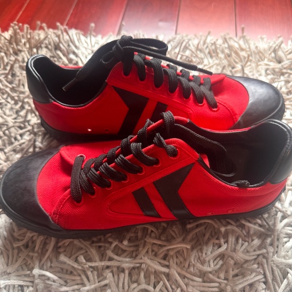 Celine Red Lace up Sneakers